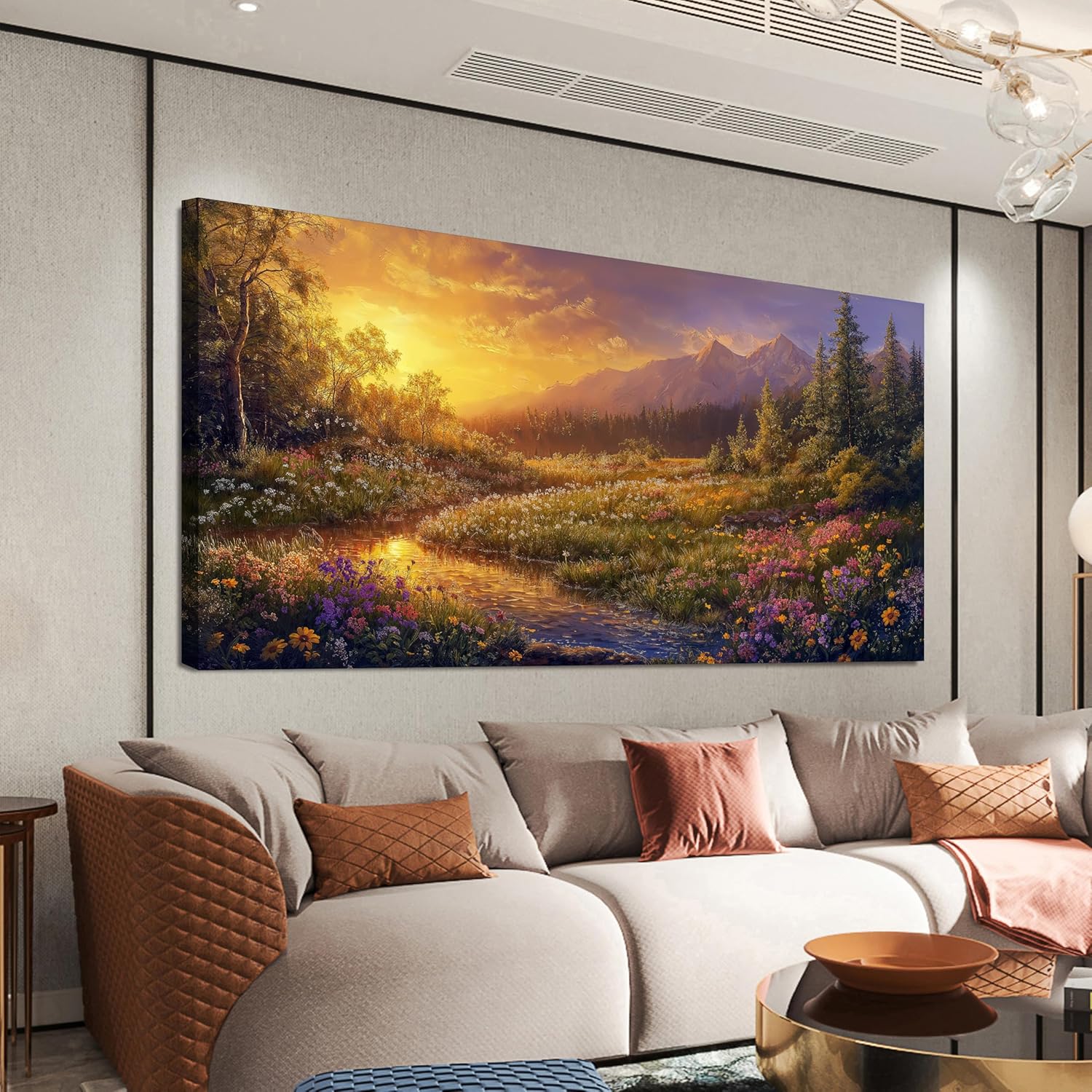 Canvas Wall Art Decor Wall Art Pictures for Living Room Artwork for Walls Vintage Landscape Art Prints Canvas Art Wall Decor Countryside River Wall Art Decorations Bedroom Home Wall Decor 20" X 40"