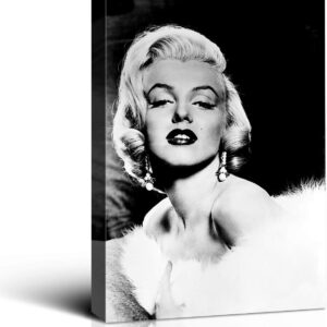 Denozer - Marilyn Monroe Canvas Wall Art Print Black and White Wall Art Home Decor Retro Vintage Design Gallery Stretched and Framed Ready to Hang - 24" x 32"