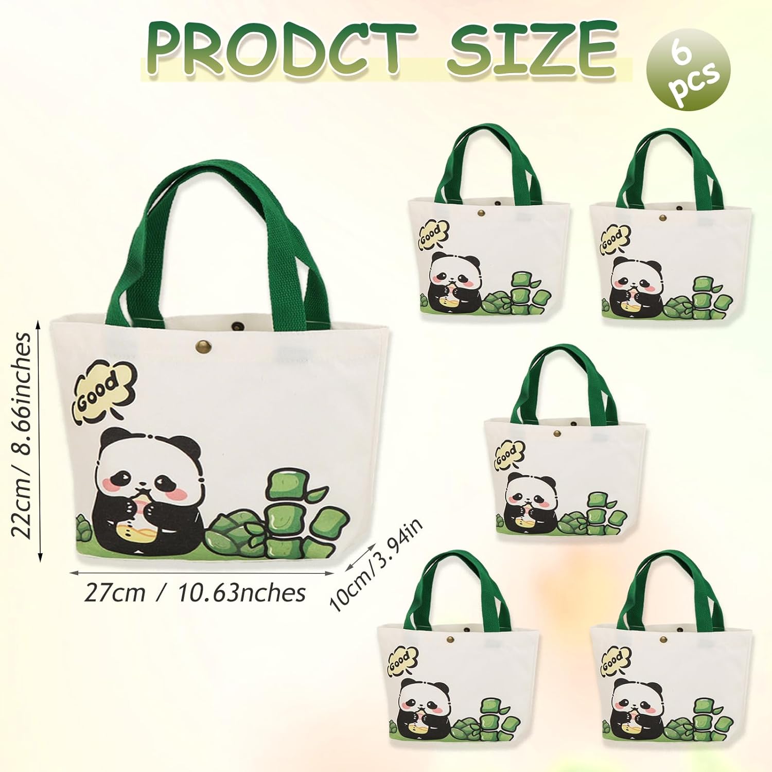 Lyosehy 6PCS Canvas Tote Bags 9"x11" Canvas Handbag Lunch Bags - Image 2