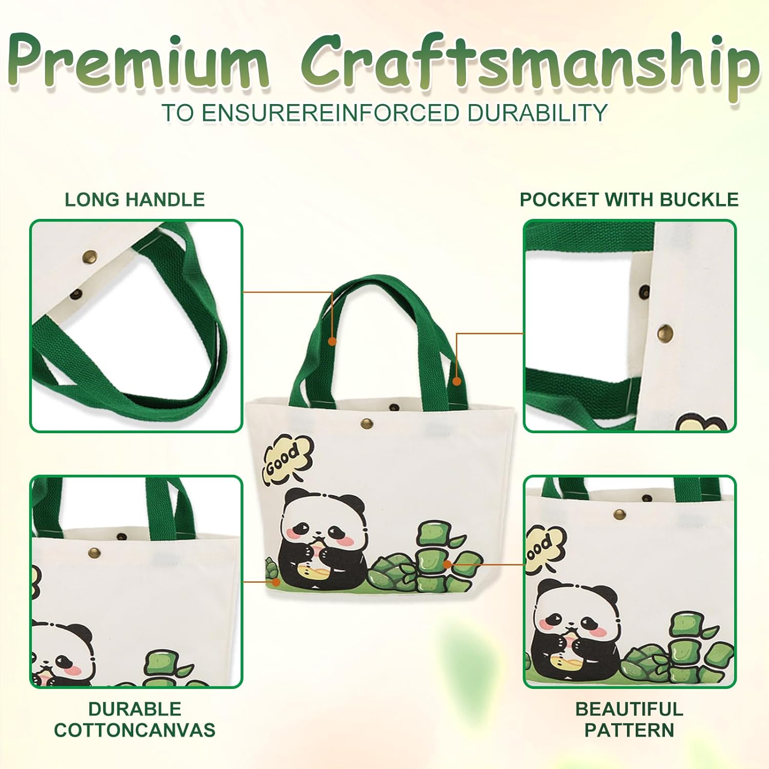 Lyosehy 6PCS Canvas Tote Bags 9"x11" Canvas Handbag Lunch Bags - Image 3