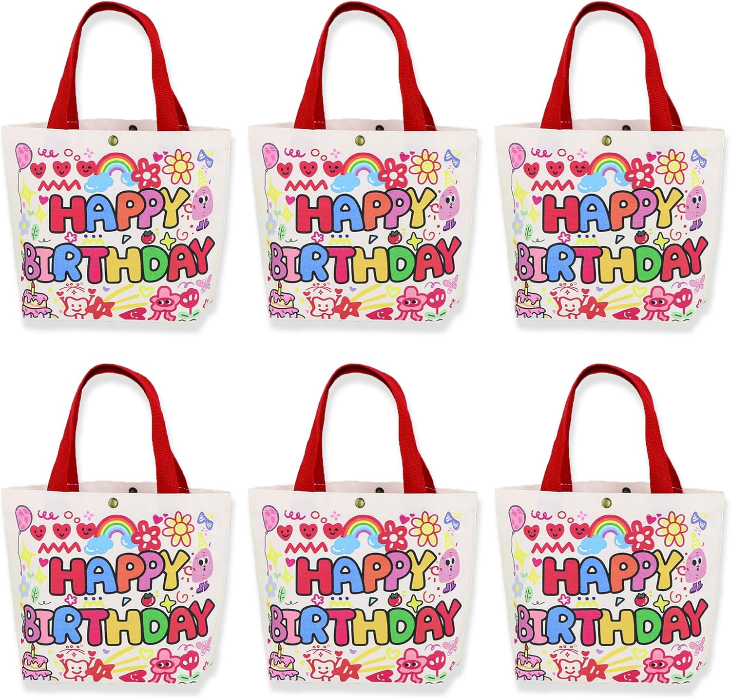 Lyosehy 6PCS Canvas Tote Bags 9"x11" Canvas Handbag Lunch Bags - Image 10