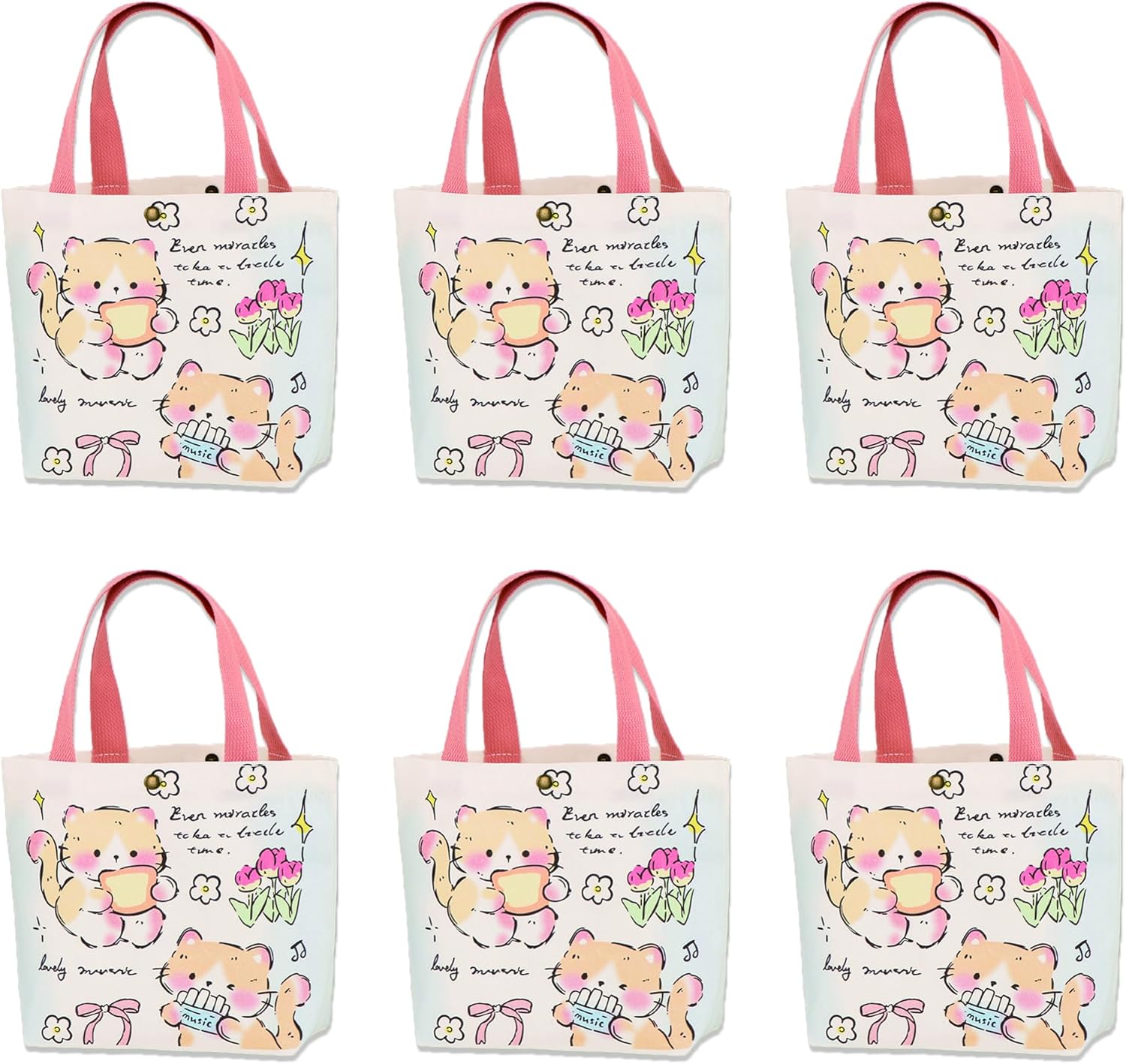 Lyosehy 6PCS Canvas Tote Bags 9"x11" Canvas Handbag Lunch Bags - Image 9