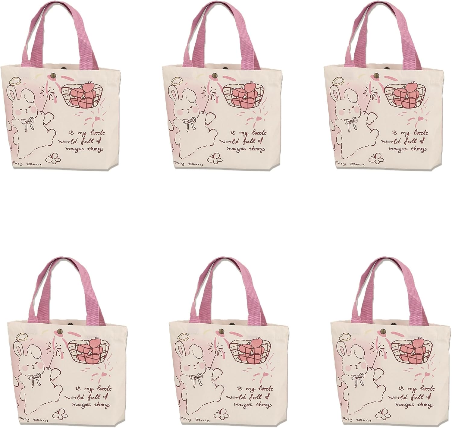 Lyosehy 6PCS Canvas Tote Bags 9"x11" Canvas Handbag Lunch Bags - Image 11